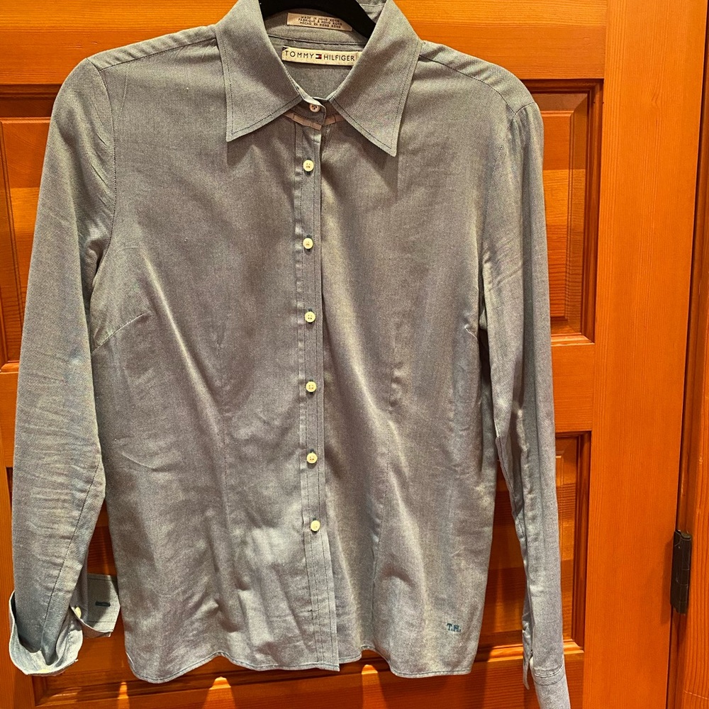 Sz 6 Tommy Hilfiger Dress Shirt W Ruffle Accent